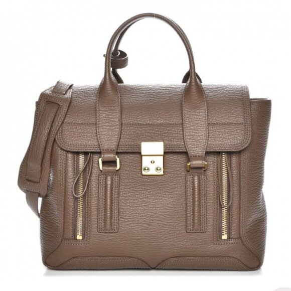 3.1 Philip Lim Handbags - Authentic 3.1 PHILLIP LIM Textured Calfskin Medium Pashli Satchel in Taupe.